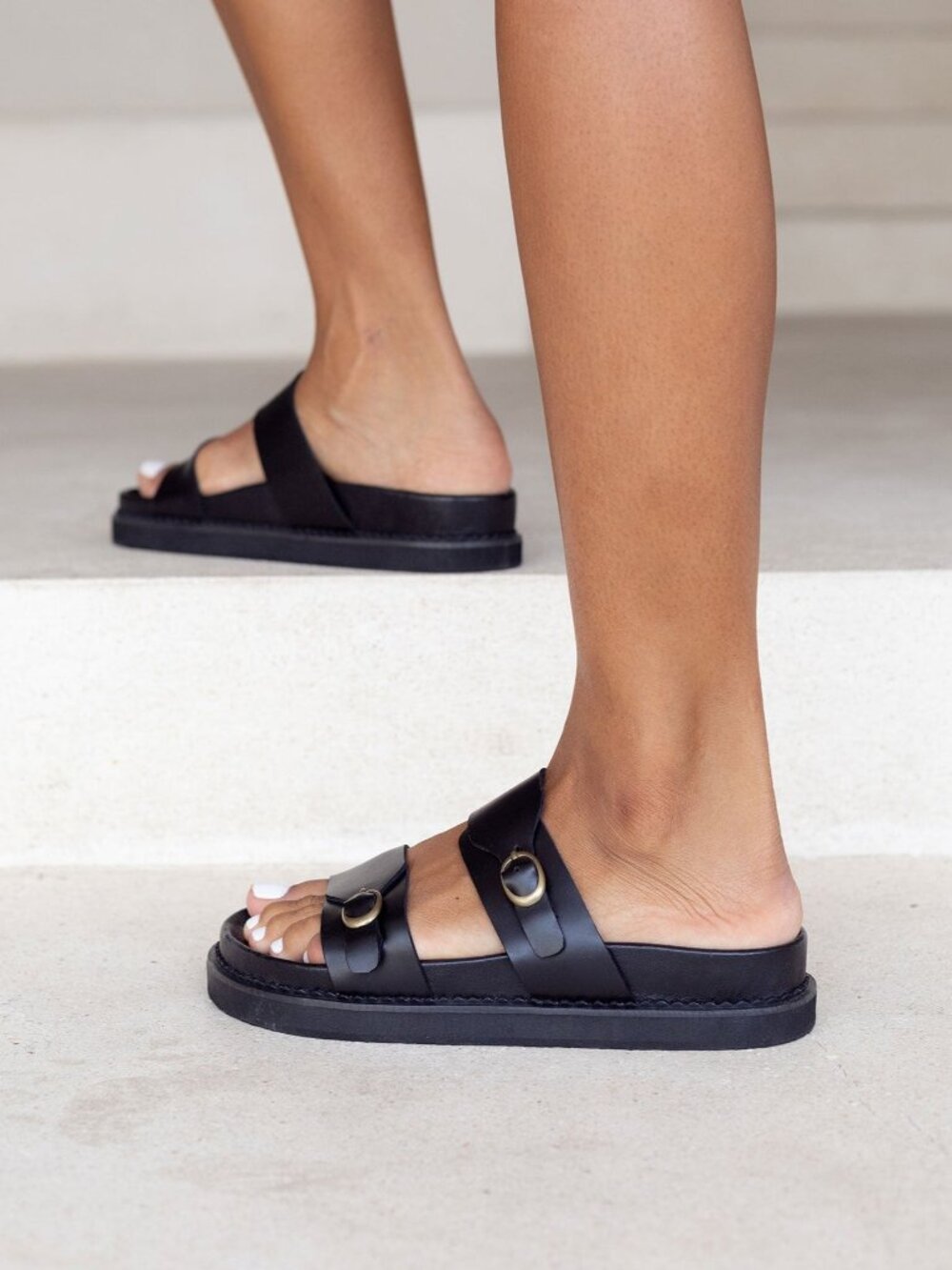 NWOT - Liberté, Amalfi Black Leather Sandal
